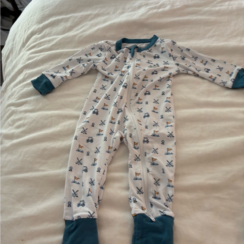 BURLEBO Kids One Piece in Teal and White